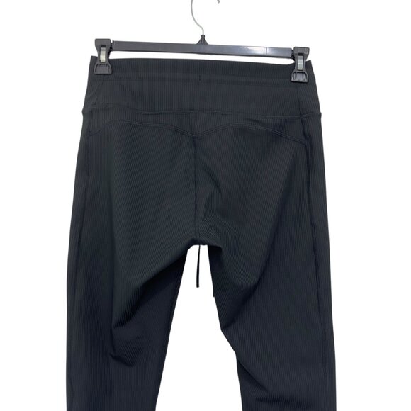 Fabletics Women Black Ribbed Mid-Rise Leggings SZ XL With Drawstring Waist - Picture 3 of 10